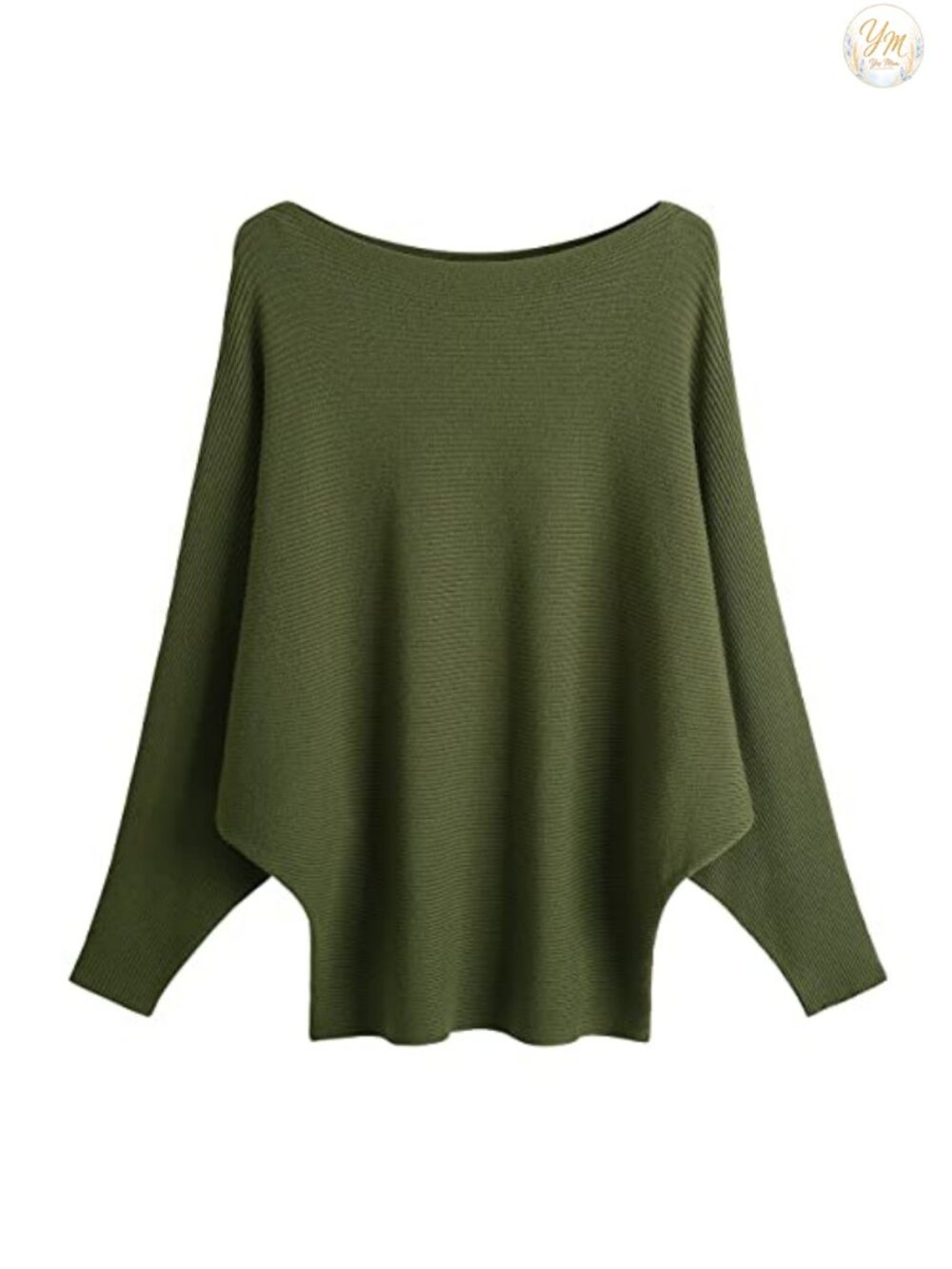 Oversized Boat Neck Batwing Sleeve Knit Pullover Sweater for Women